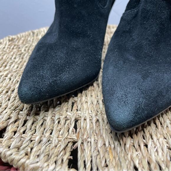 SCHUTZ Slouchy Booties Womens Size 8 Black Suede Heeled Boots Staple Classy Chic - Picture 5 of 10